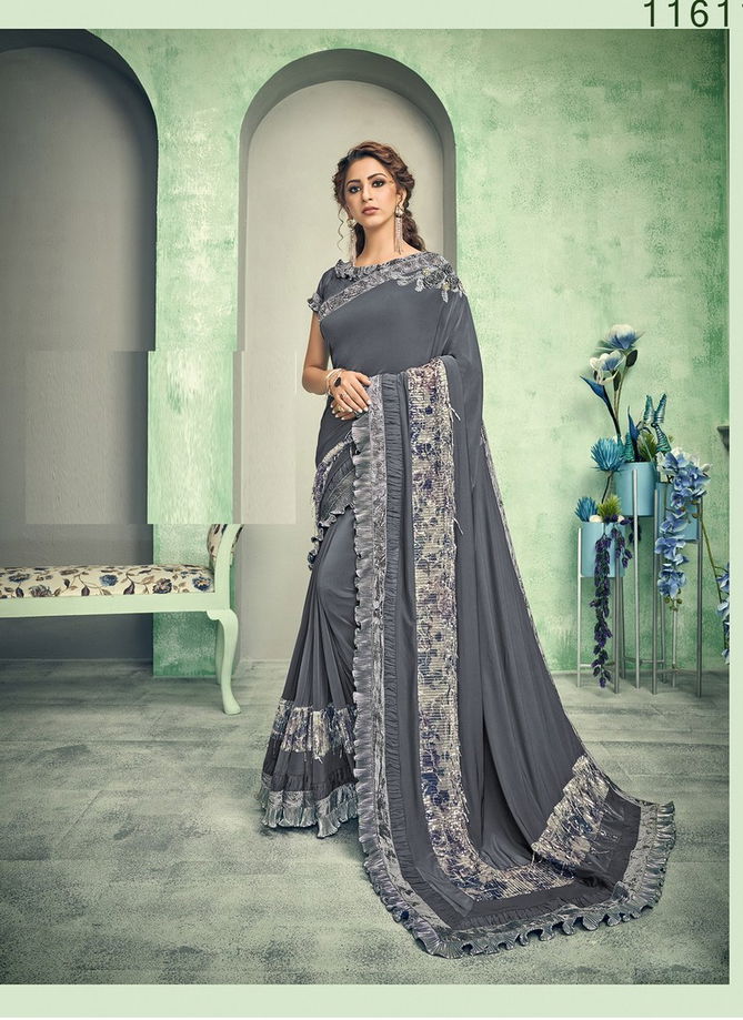 MAHOTSAV FELICITY Latest Designer Fancy Party Wear Sequins Embroidery Handwork Butta Heavy Silk Saree Collection 